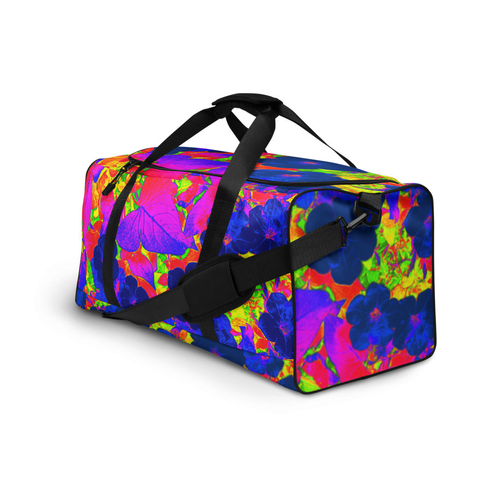 Neon Leaves All-Over Print Duffle Bag