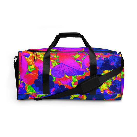 Neon Leaves All-Over Print Duffle Bag