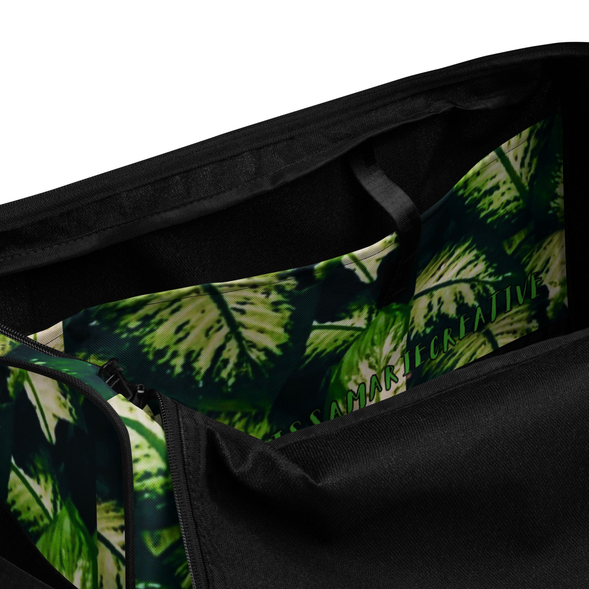 Rainforest Leaves Duffle Bag Inside Pocket