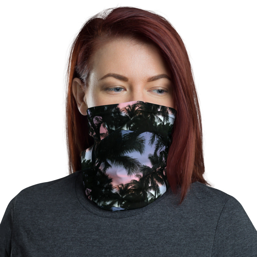 Sunset Palms Camo Neck Gaiter Front