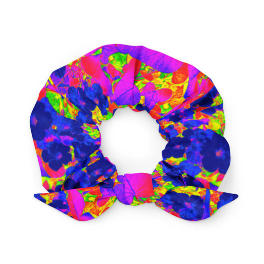 Neon Leaves Scrunchie Front