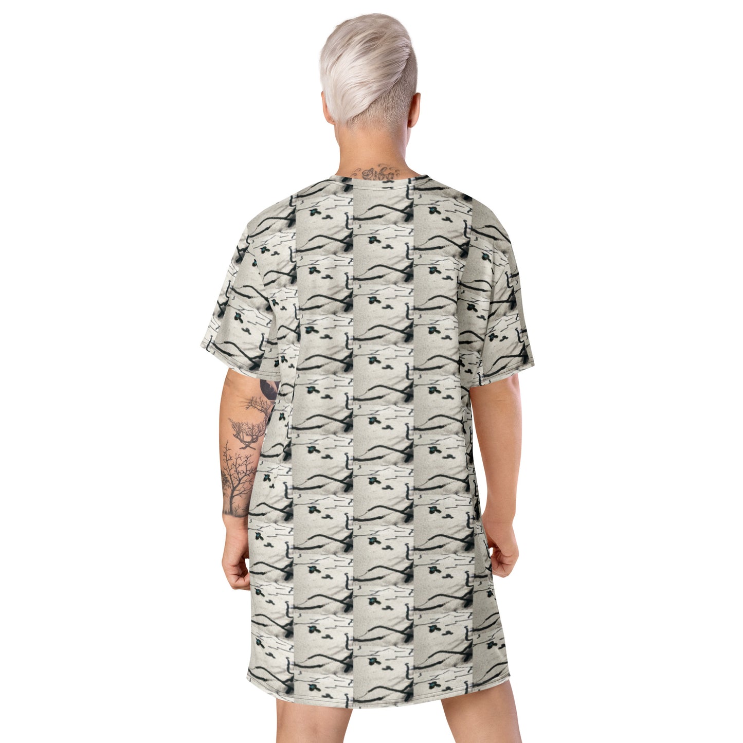 Desert Bird Abstract All-Over Print T-Shirt Dress Back