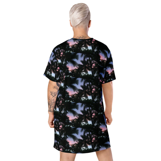 Sunset Palms Camo All-Over Print T-Shirt Dress Back