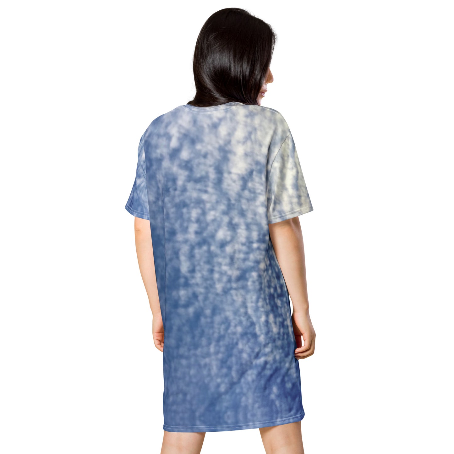 Paintbrush Clouds All-Over Print T-Shirt Dress Back