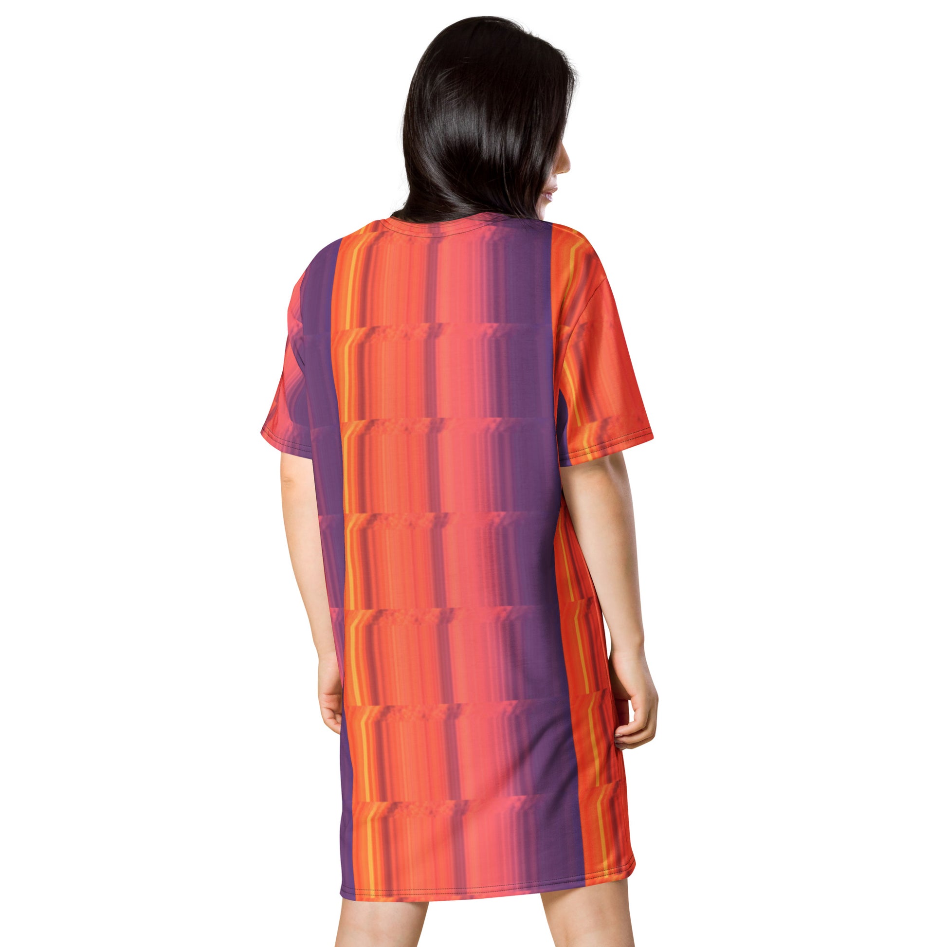 Abstract Sunset All-Over Print T-shirt Dress Back