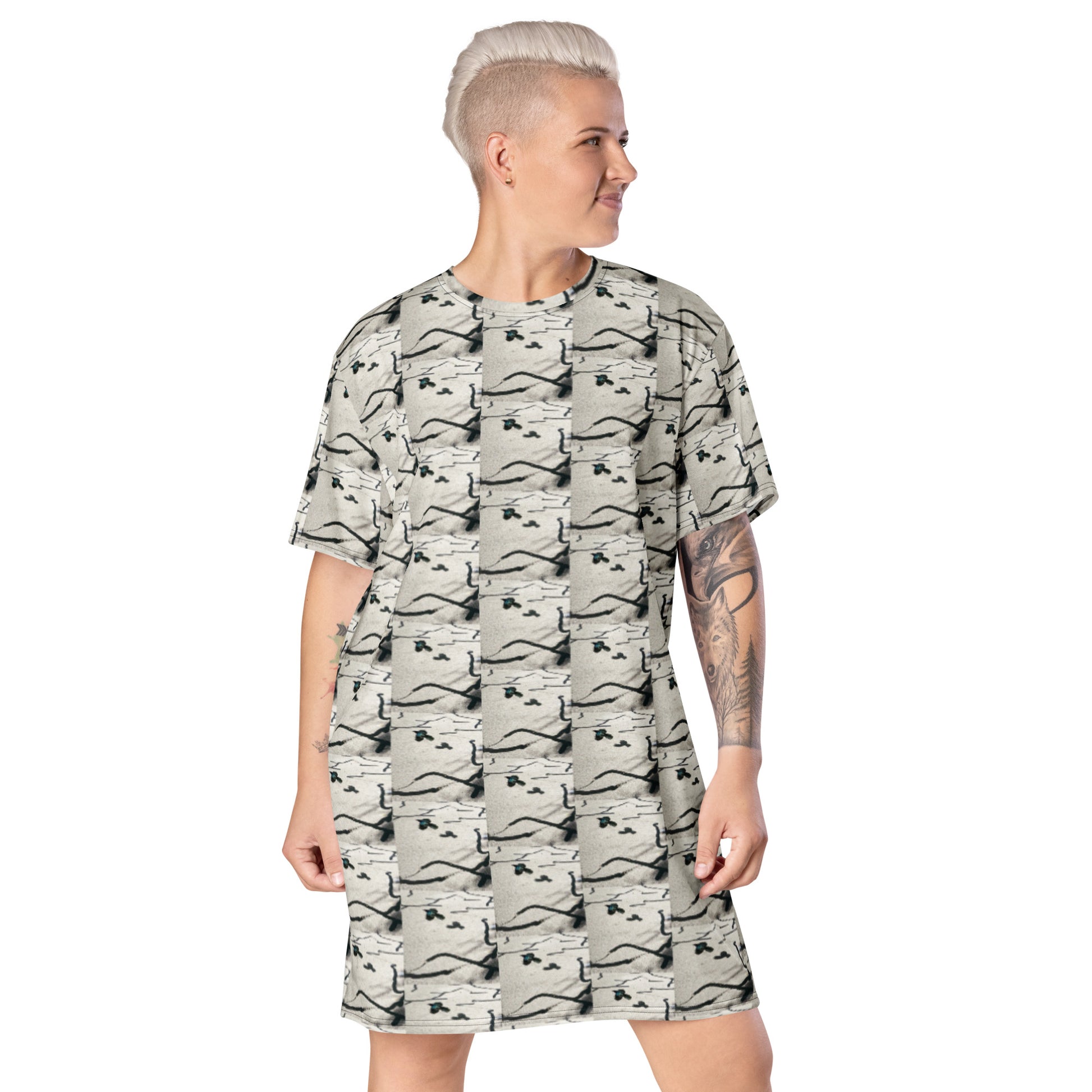 Desert Bird Abstract All-Over Print T-Shirt Dress Front