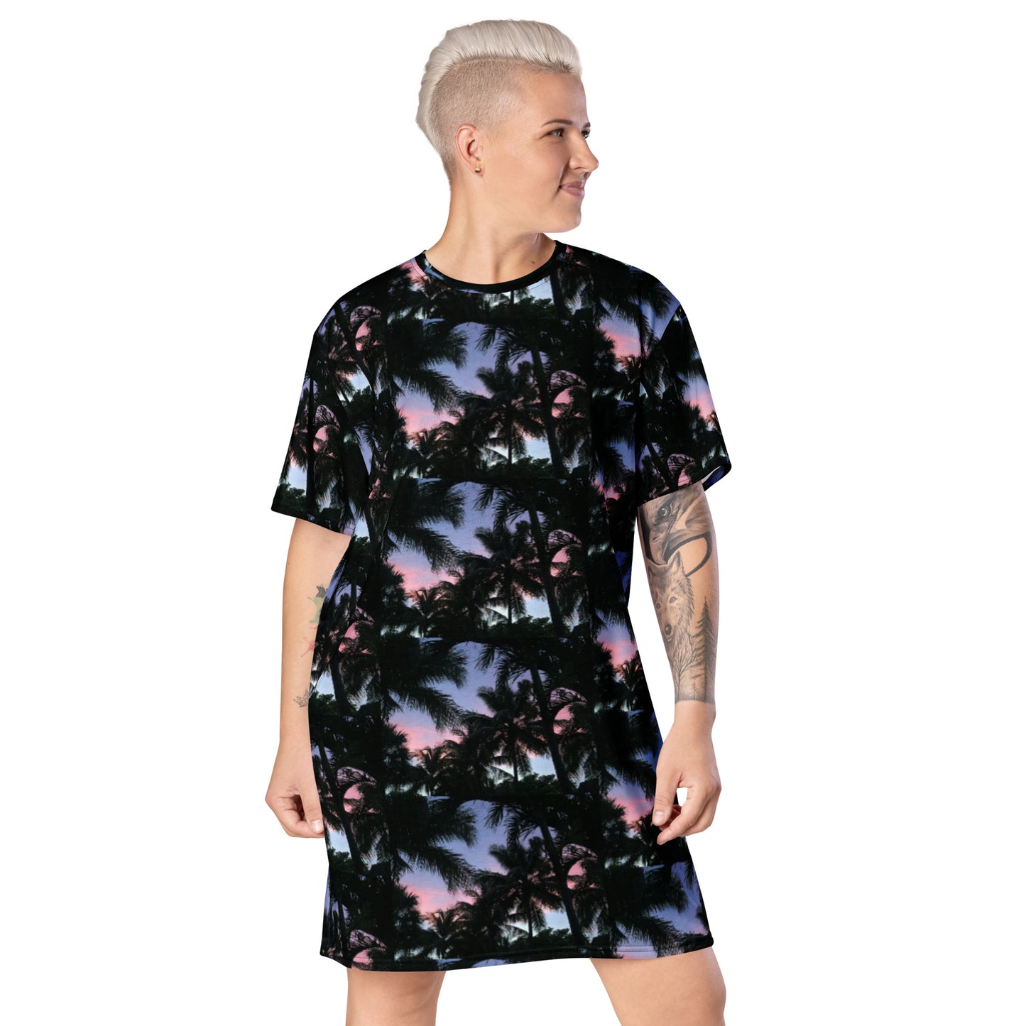 Sunset Palms Camo All-Over Print T-Shirt Dress Front