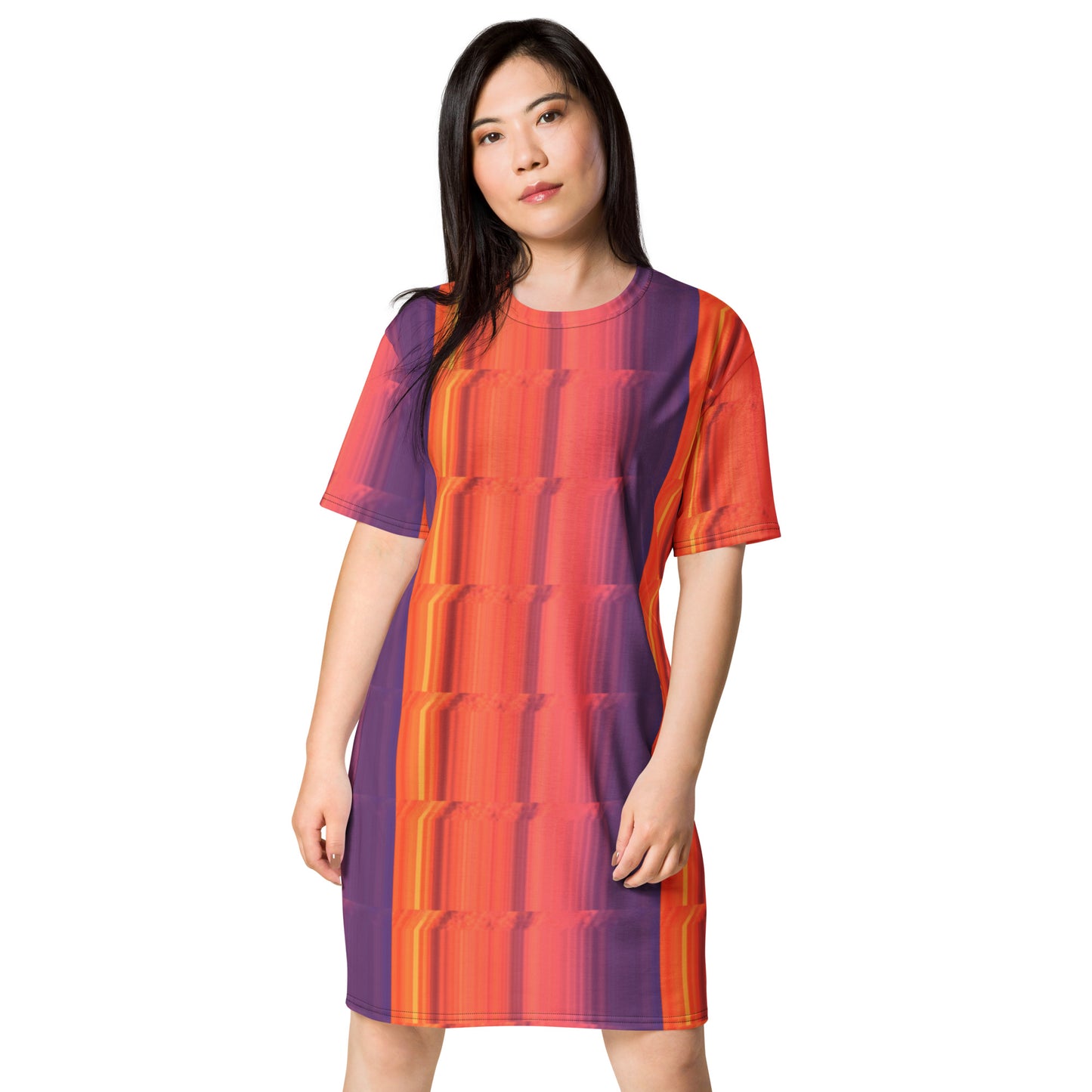 Abstract Sunset All-Over Print T-shirt Dress Front