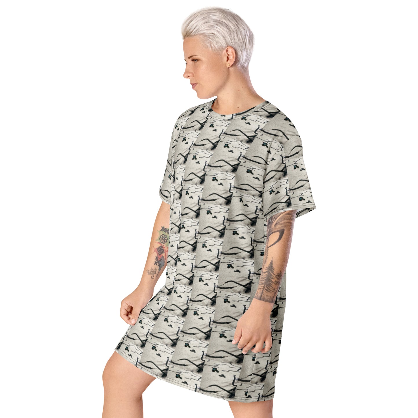 Desert Bird Abstract All-Over Print T-Shirt Dress Left Front