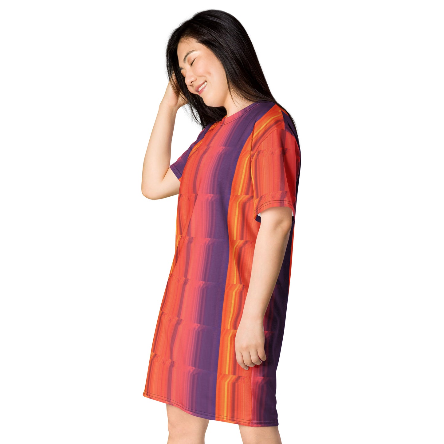 Abstract Sunset All-Over Print T-shirt Dress Left Front