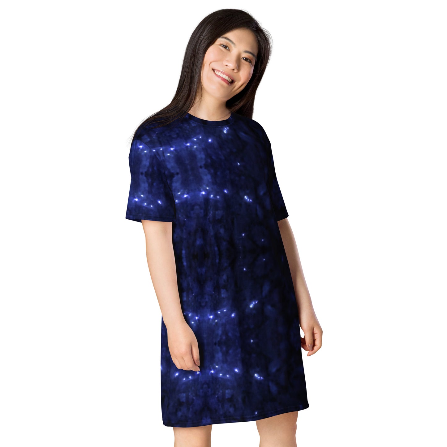 Abstract Galaxy All-Over Print T-shirt Dress Right Front