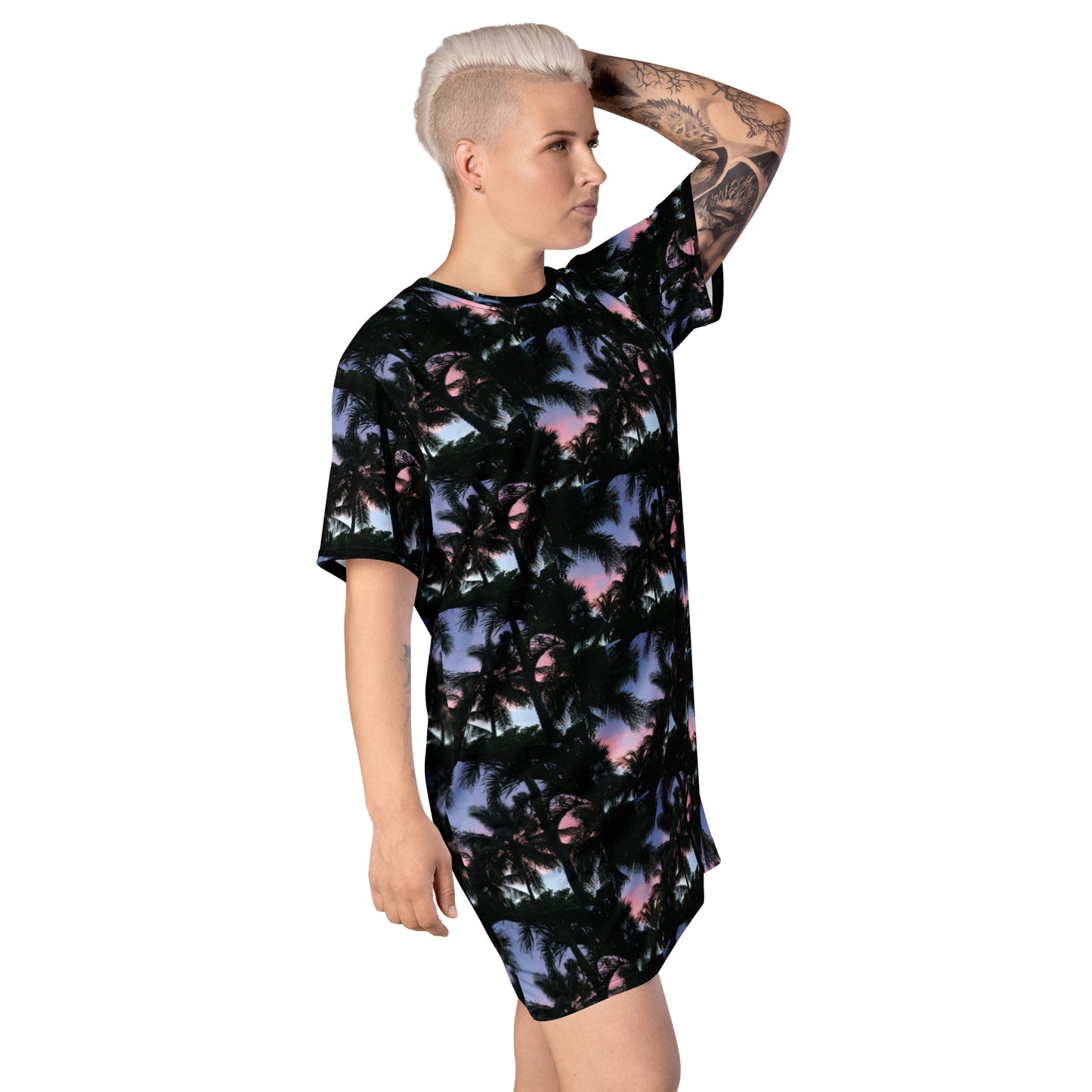 Sunset Palms Camo All-Over Print T-Shirt Dress Right Front