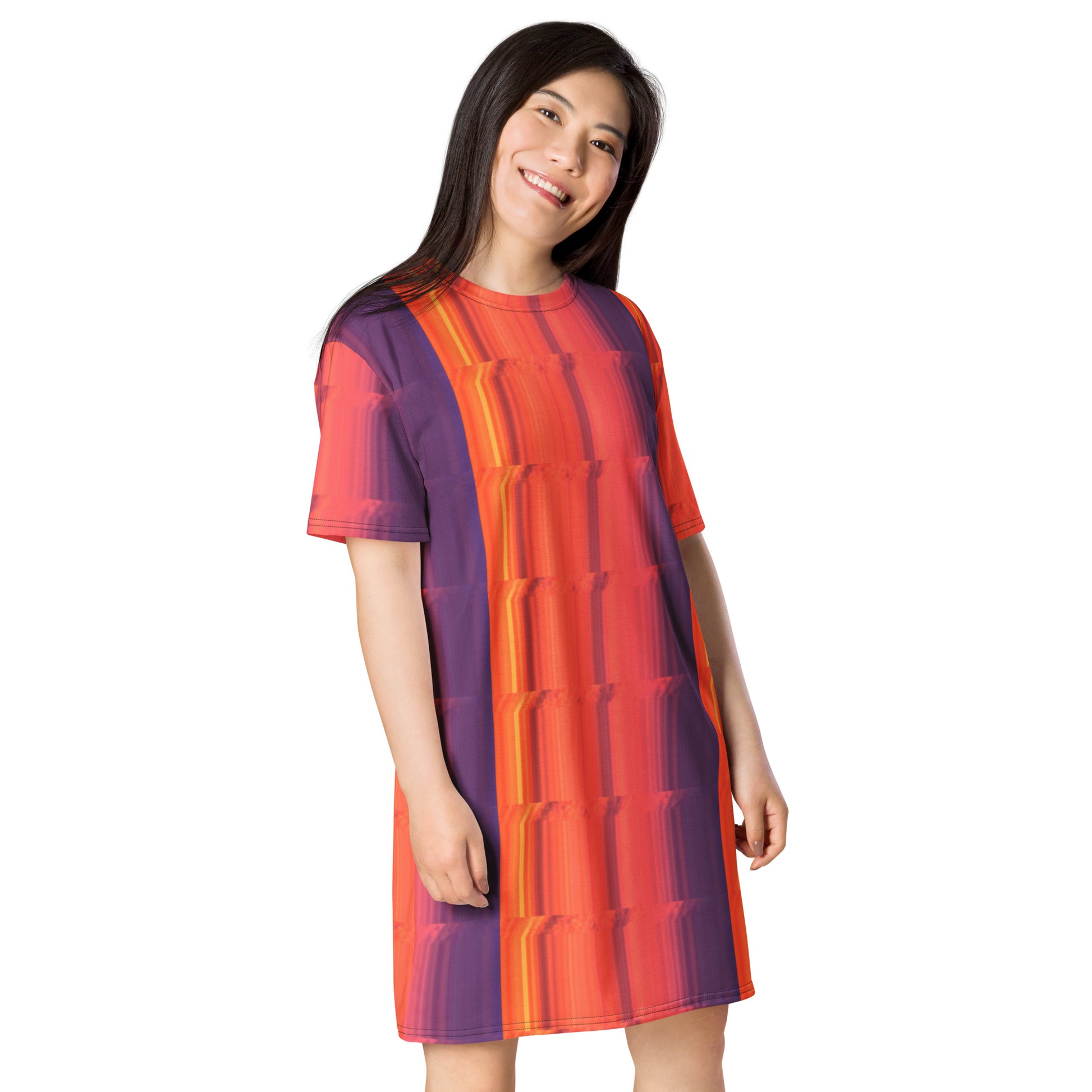 Abstract Sunset All-Over Print T-shirt Dress Right Front