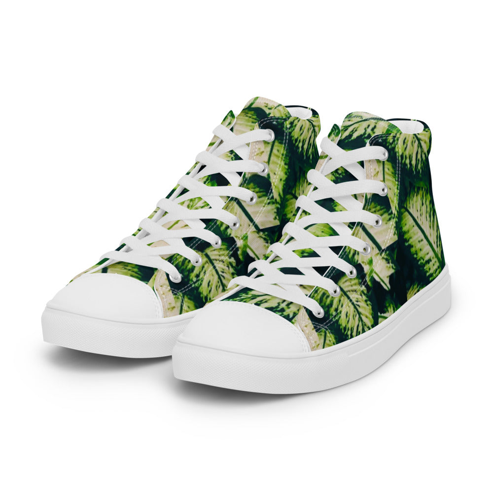 Rainforest Leaves Men’s High Tops Left Front