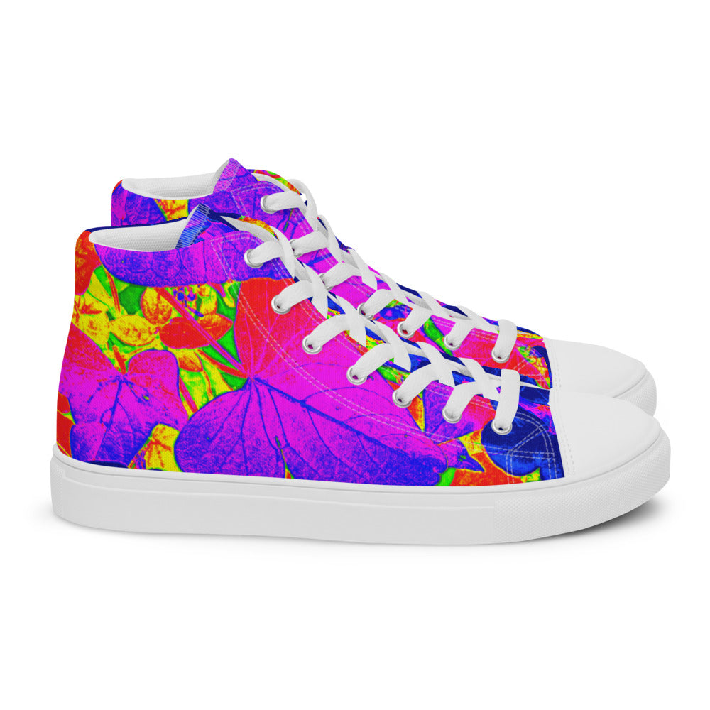 Neon Leaves Men's All-Over Print High Tops