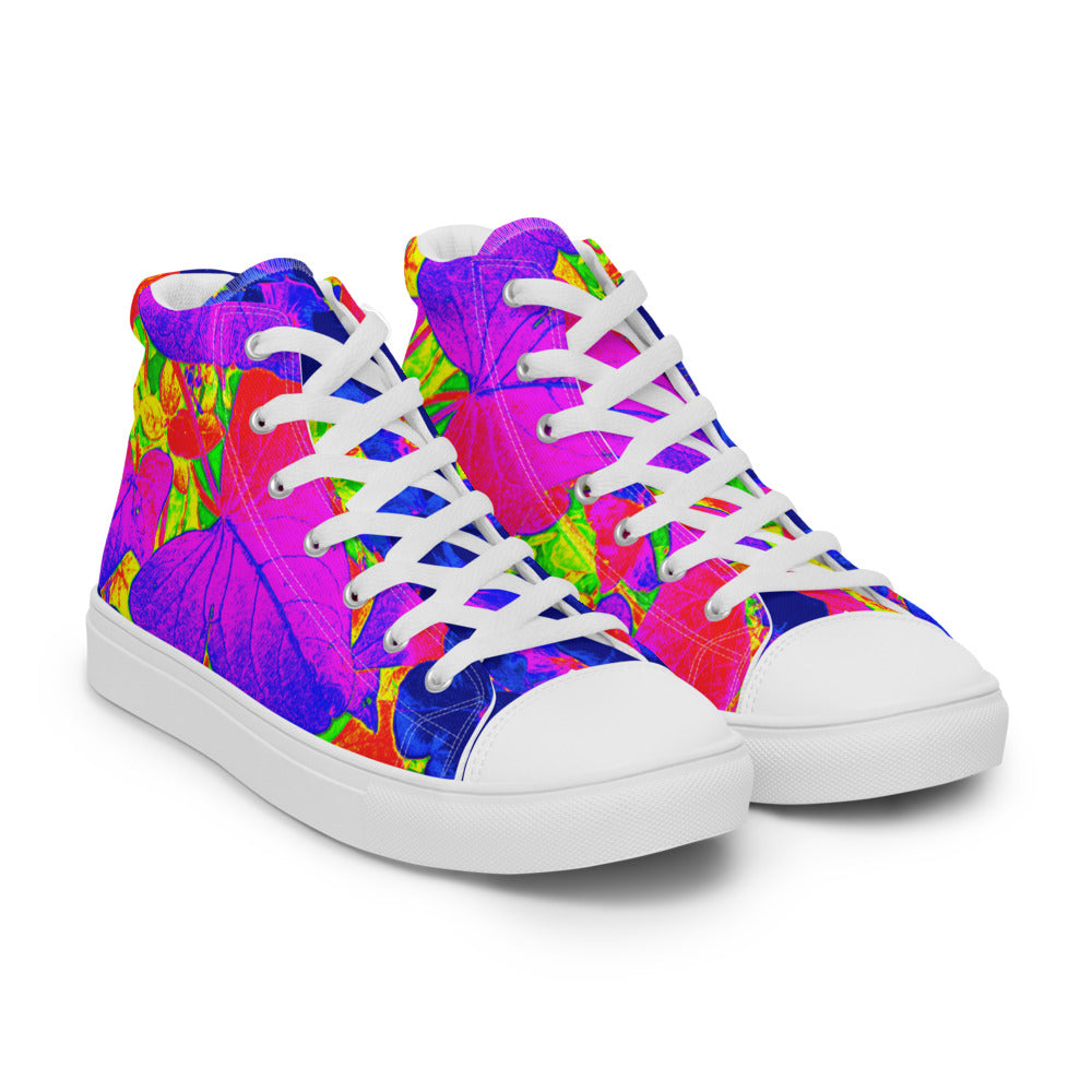 Neon Leaves Men's All-Over Print High Tops