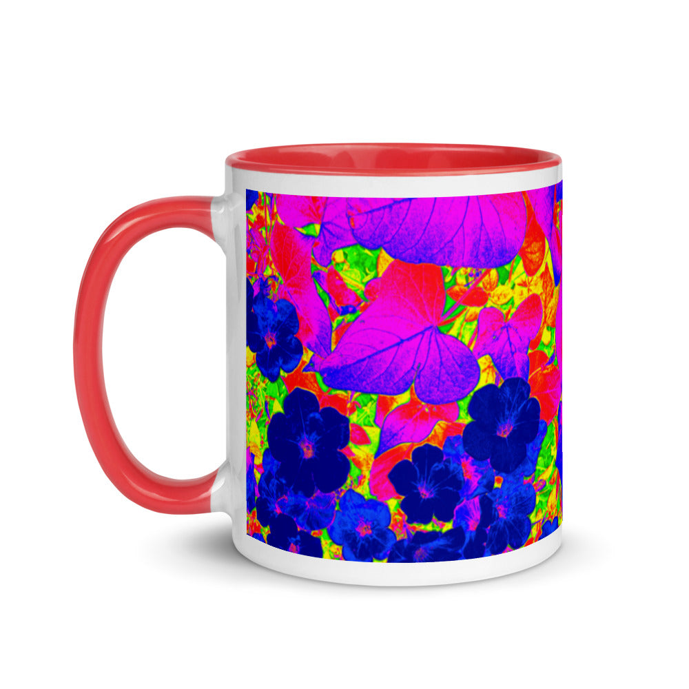 Neon Leaves Mug Red 11oz Handle Left