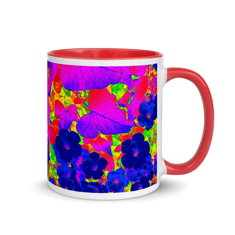 Neon Leaves Mug Red 11oz Handle Right