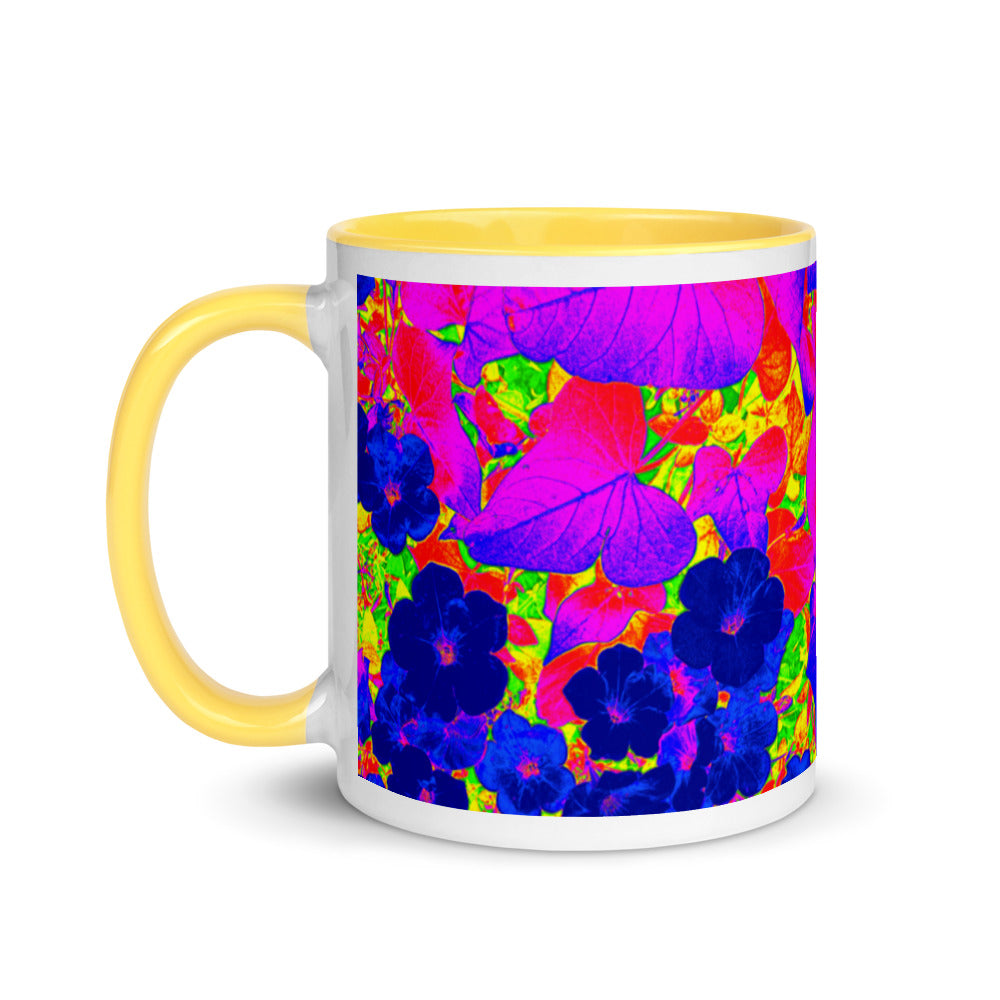 Neon Leaves Mug Yellow 11oz Handle Left