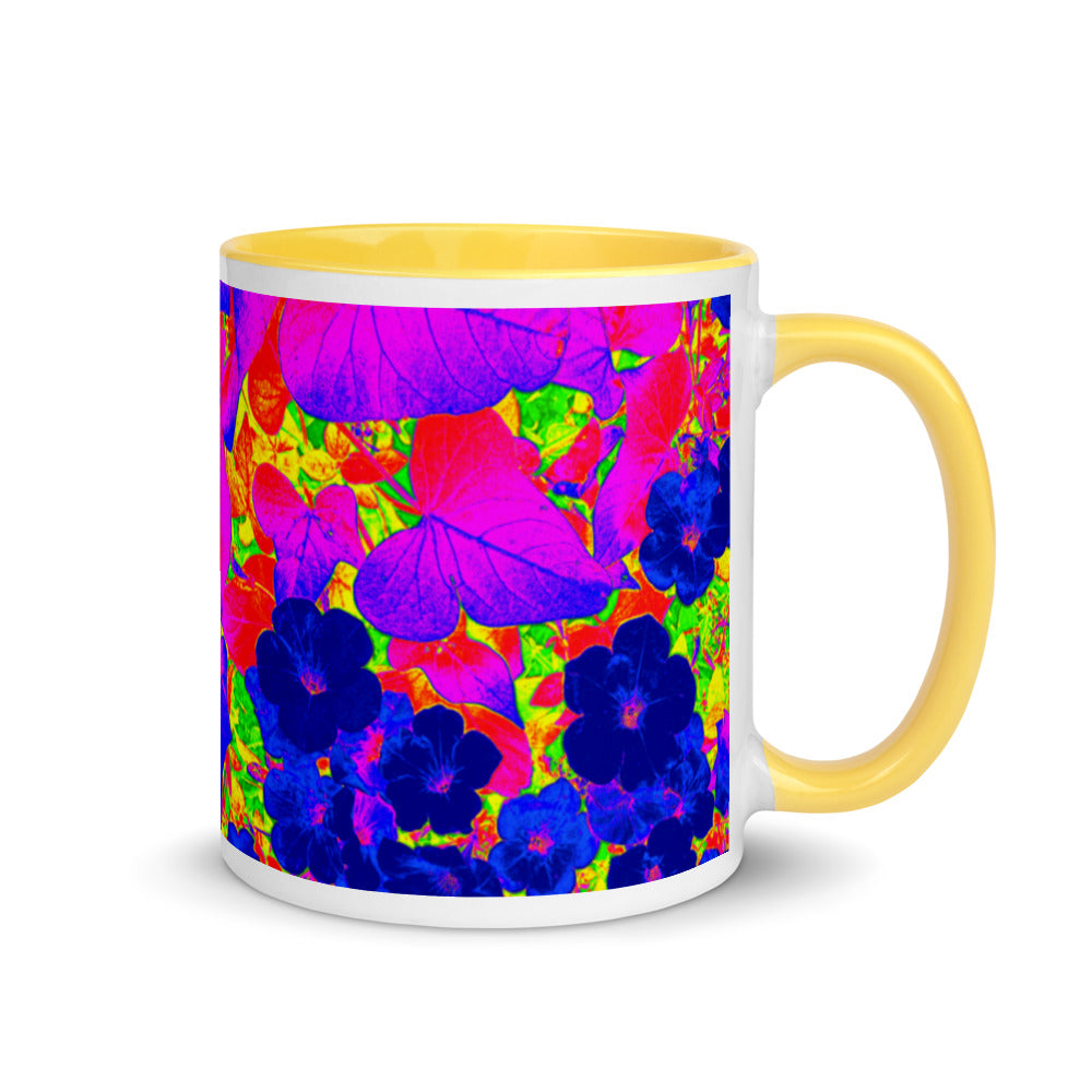 Neon Leaves Mug Yellow 11oz Handle Right