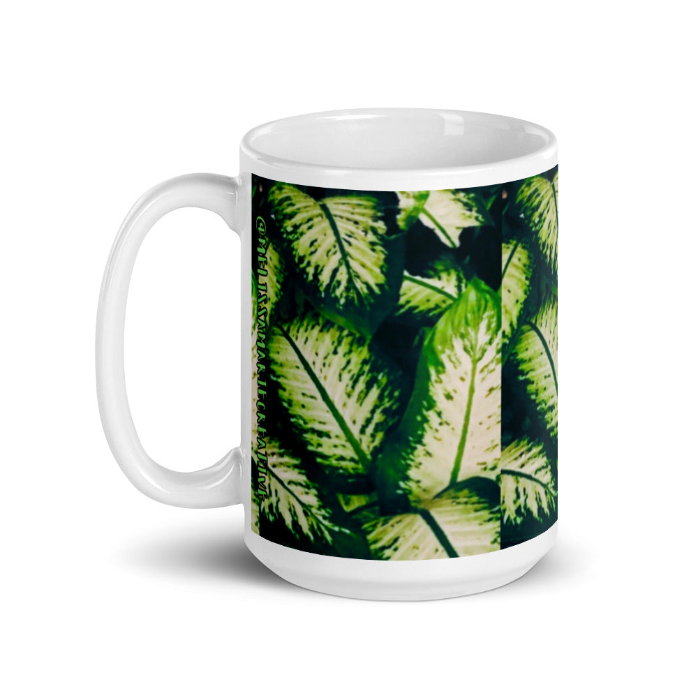 Rainforest Leaves Mug 15oz Handle Left