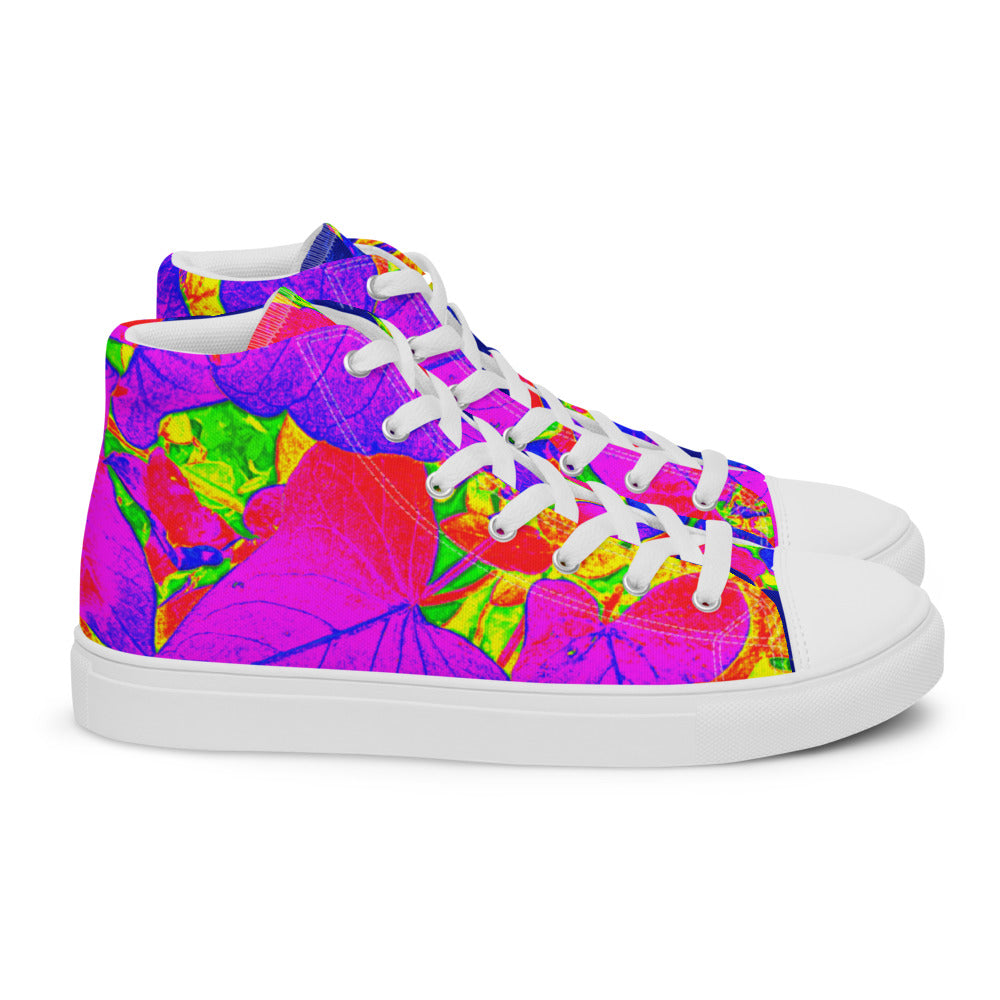 Neon Leaves Women's High Tops Right Shoe