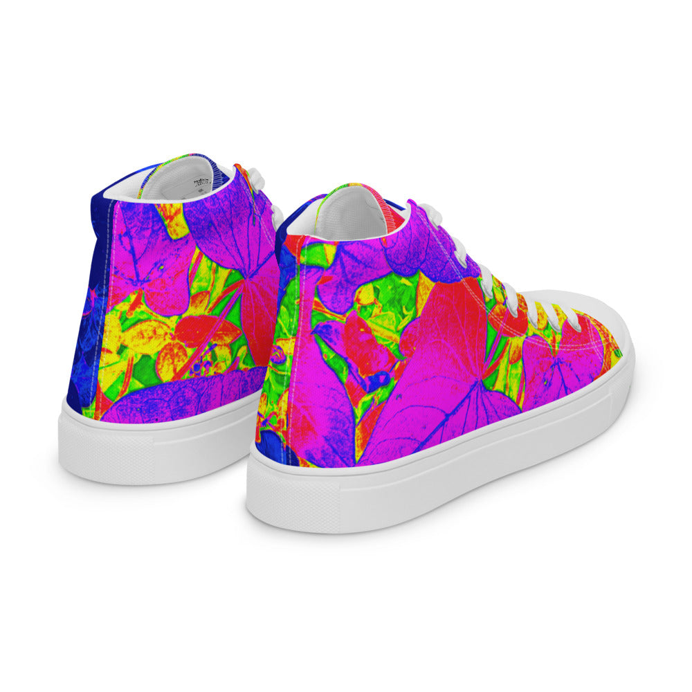 Neon Leaves Women's High Tops Right Back