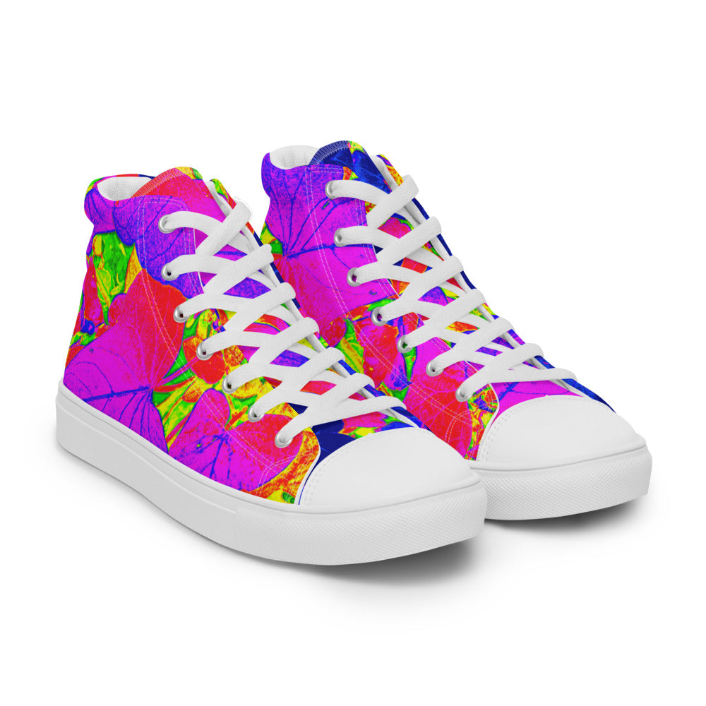 Neon Leaves Women s All Over Print High Tops